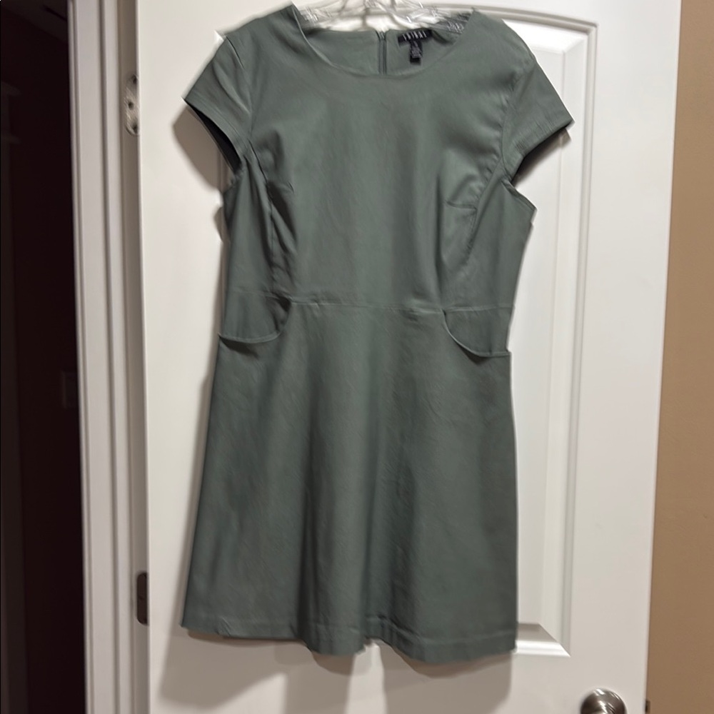 Tribal Green Sheath Mini Dress Crew Neck Short Sleeve